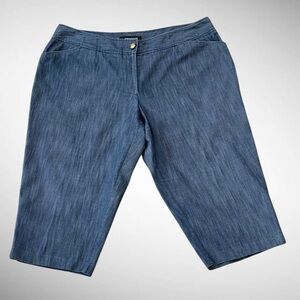 Ashley Stewart 18W Stretch Denim Capri Pants Ankle Zip Plus Size